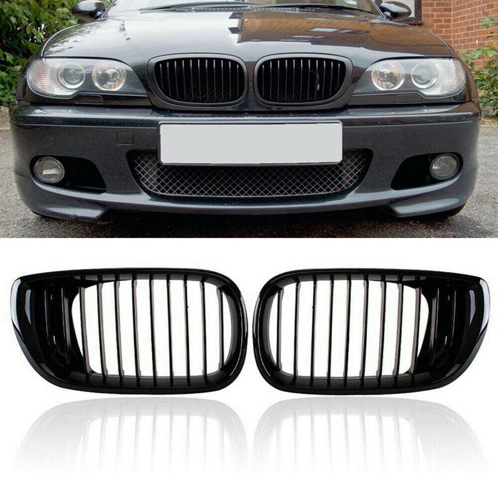 BMW 3 Series E46 2002-05 Facelift Front Kidney Grille Gloss Black