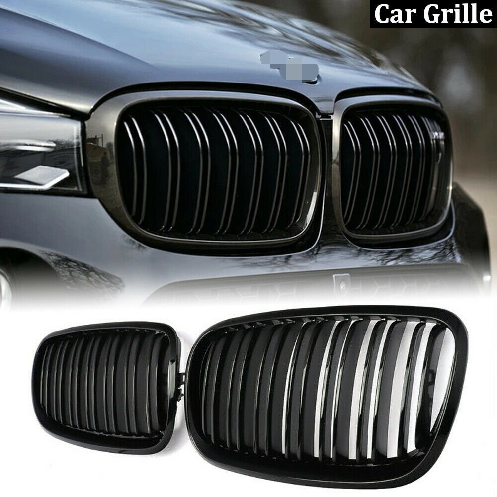 BMW X5 Gloss Black Double Slat Front Bumper Kidney Grille E70 X6 E71 2007-13