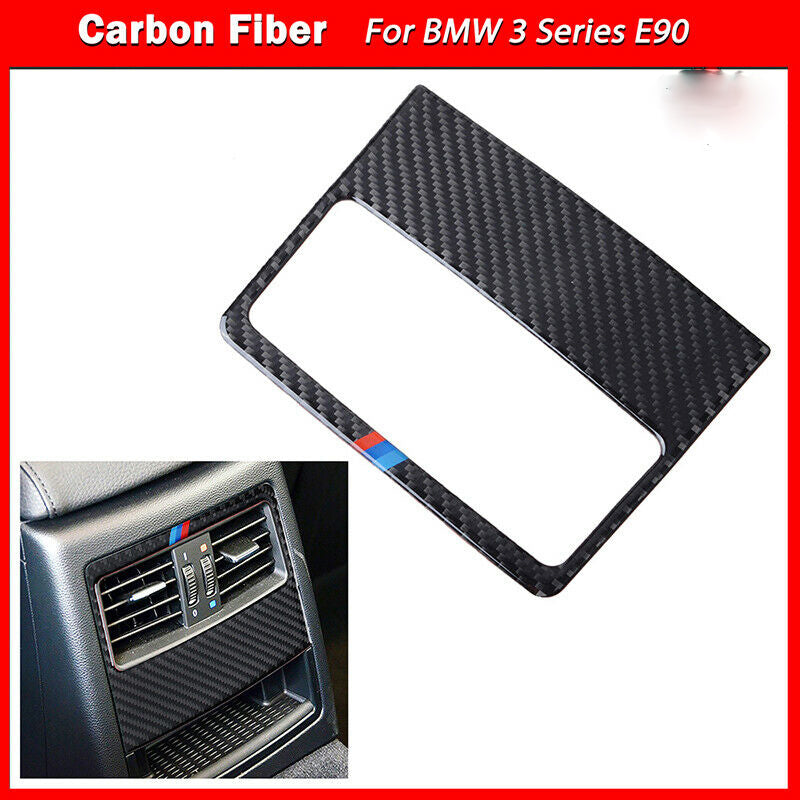 Real Carbon Fiber Rear Air Vent Outlet Trim Sticker For BMW 3 Series E90 E92 E93