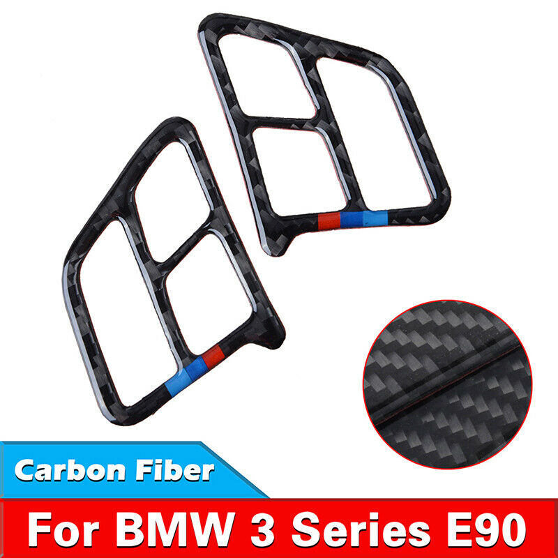 For BMW E90 E92 2005-12 Carbon Fiber Steering Wheel Switch Button Cover Strips e