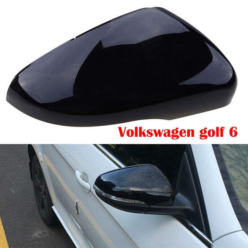 Door Wing Mirror Cover Cap Right Side Gloss Black For VW 2009-2017
