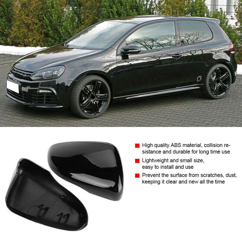 2pcs Gloss Black Door Wing Mirror Cover Caps Casing For VW Golf MK6 2009-2013 UK