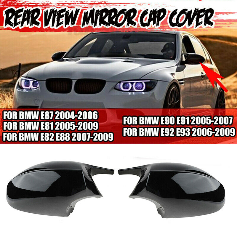 Gloss Black Rearview Wing Mirror Cover Caps For BMW E90 E91 05-07 E92 E93 06-09
