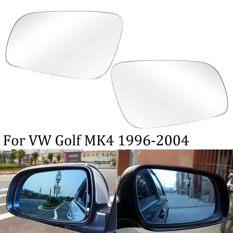 Pair White Side For VW Golf Mk4 1997-2003 HEATED Wing Door Mirror Glass