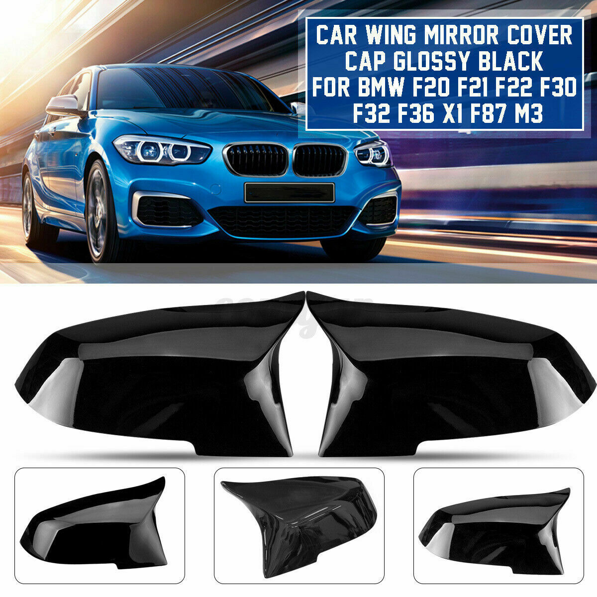 M performance Mirror Cover Cap Gloss Black For BMW F20 F22 F30 F32 F33 F36 E84
