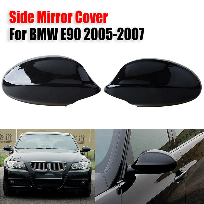 1 Pair Gloss Black Mirror Cap Cover Replacement for BMW E90 E91 E92 E93 PRE-LCI