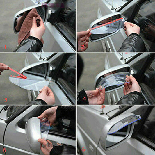 2pcs Car Rearview Mirror Rain Water Rainproof Eyebrow Cover Side Shield Clear UK