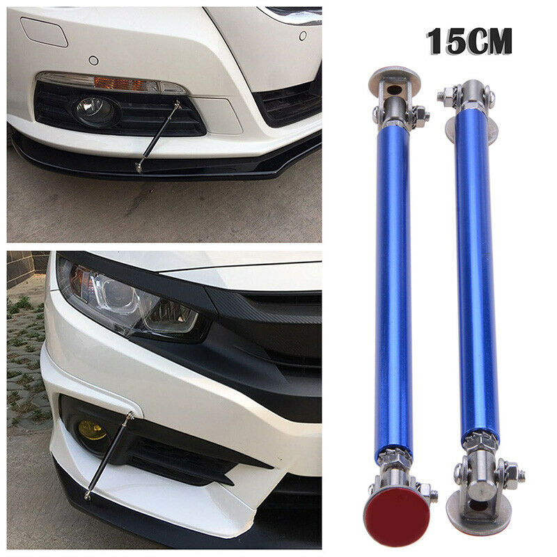 150mm Blue Adjustable Car Front Rear Bumper Lip Splitter Strut Rod Support Bars