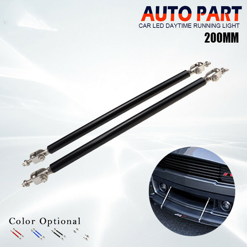 2x Black Adjustable Front Bumper Support Tie Rod Bar Kit Splitter Lip Strut 20CM