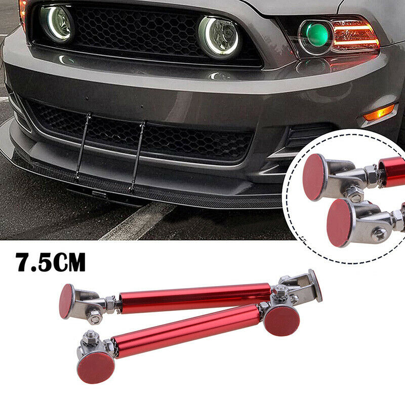 75mm Red Adjustable Car Front Rear Bumper Lip Splitter Strut Rod Support Bars