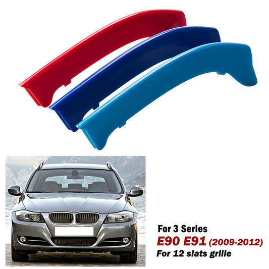 Car M Color Grille Cover Decal Stripe Clip Trim For BMW 3 Series E90 E91 2009-12