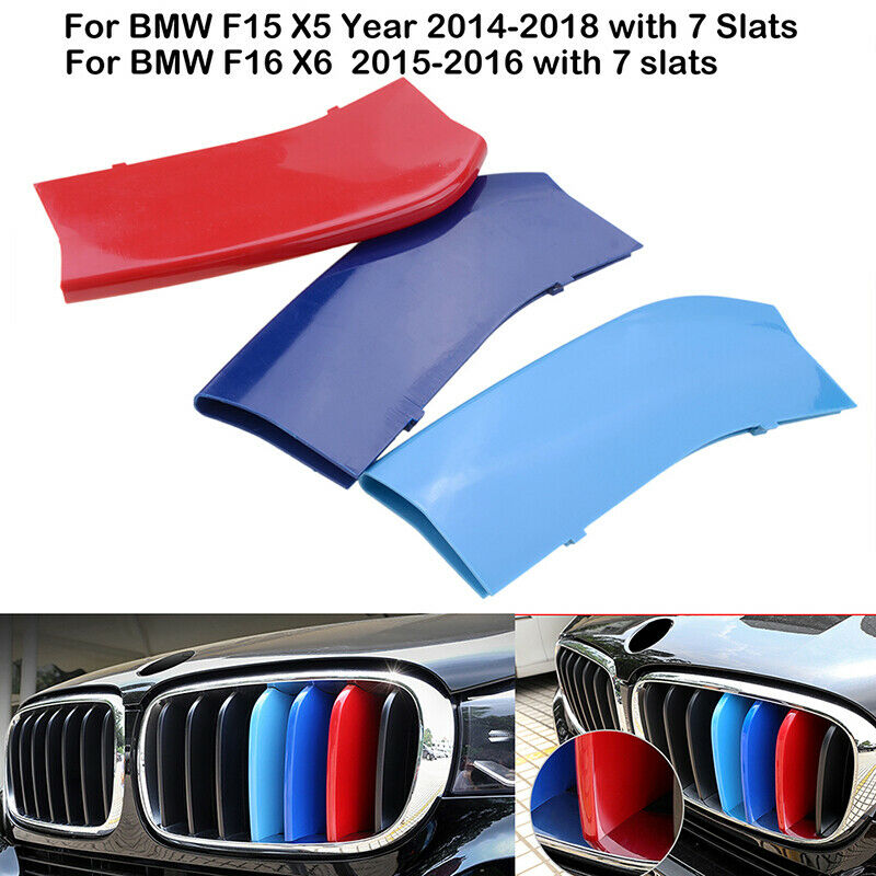 Set M Colour Kidney Grill Grille Cover Stripes Clips for BMW X5 F15 2014-2017 UK