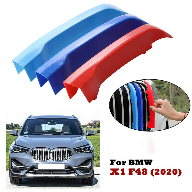 UK For BMW X1 F48 LCI 2020+Front Grill Grille Cover Clip Trim M-Color 3pcs