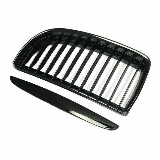 FOR BMW 3-SERIES E90 E91 05-08 PRE-LCI GLOSSY BLACK BUMPER KIDNEY GRILL GRILLES