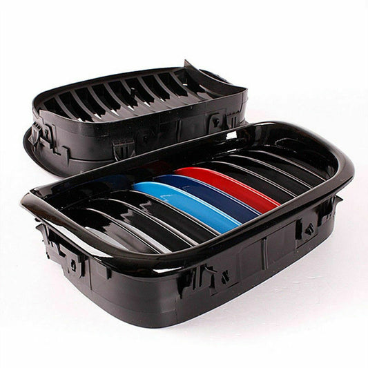 2x M Color Kidney Grille Grill Cover Fit For BMW E39 Facelift 5 Series 1997-2003