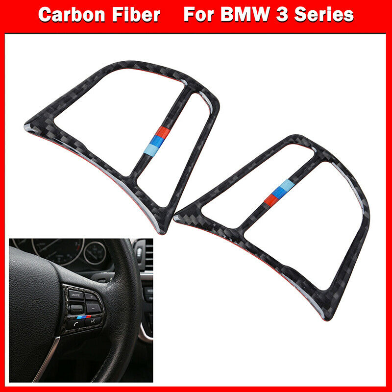 Carbon Fiber Interior Steering Wheel Switch Cover Trim For BMW F30 F31 F32 UK