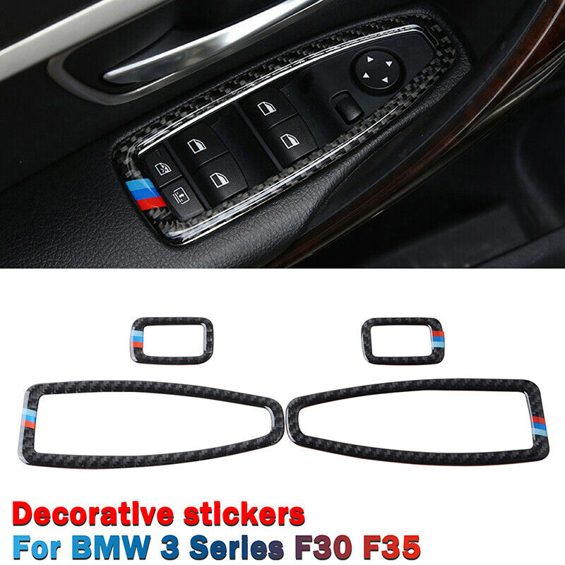 Carbon Fiber Window Switch Interior Trim Decor For BMW 1 2 3 4 Series F30 F34
