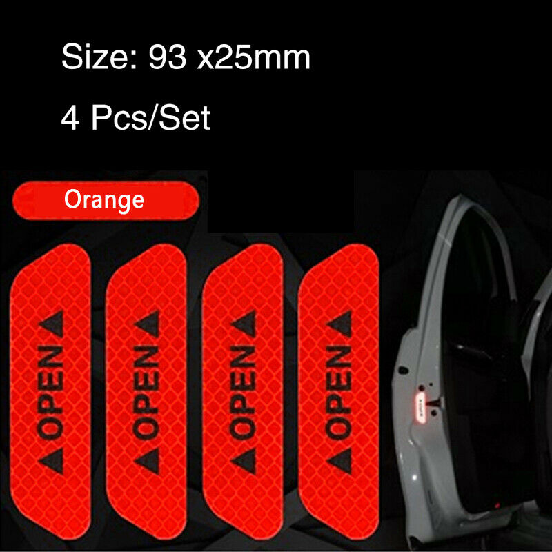 4Pcs Universal Car Door Open Sticker Reflective Tape Safety Warning Decal Red