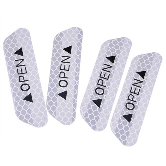 4Pcs Universal Car Door Open Sticker Reflective Tape Safety Warning Decal White