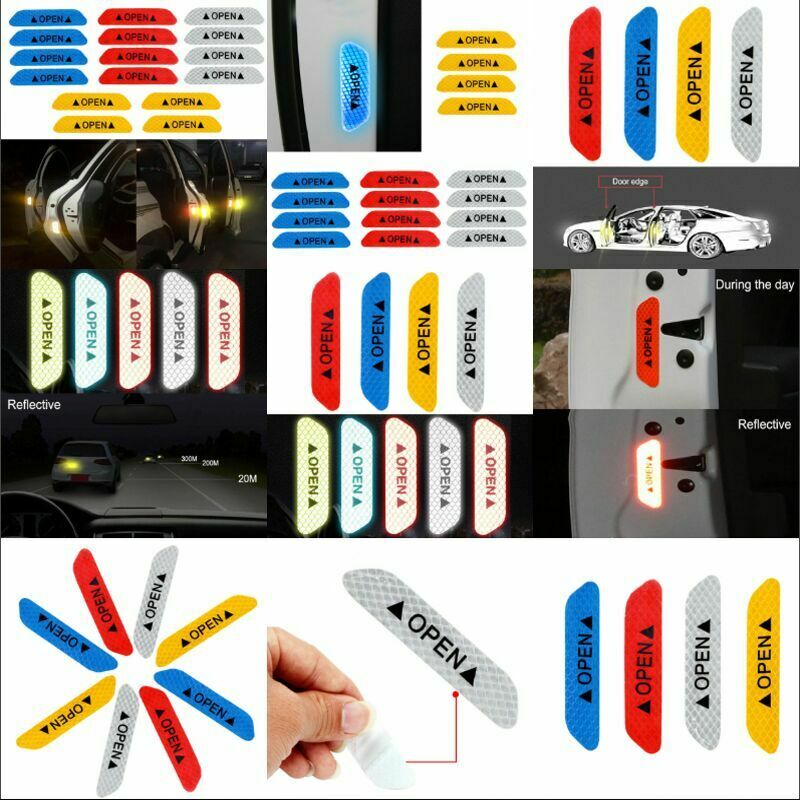 20Pcs Universal Auto Car Door Open Sticker Reflective Tape Safety Warning Decal