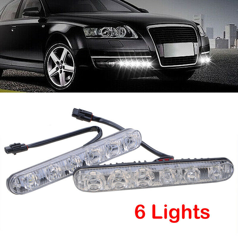 6 LED Daytime Running Lights Car Driving DRL Fog Lamp Light 12V Super White UK E