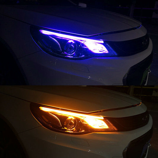 2xSequential LED Strip Turn Signal Indicator DRL Daytime Running Light for Auto