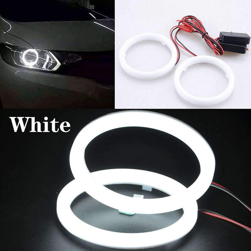110MM White Car COB LED Ring Angel Eyes Halo Foglight Headlight Lamp Cover AE