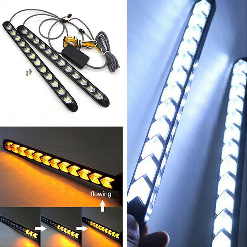 Set 12LED Car Truck DRL LED Light Bar Brake Flowing Turn Signal Stop Tail Strip