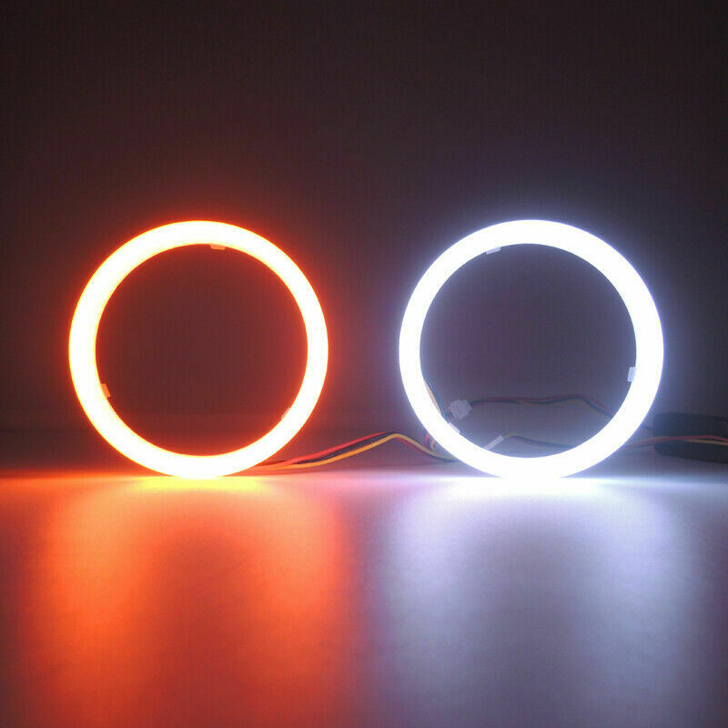 80CM LED Headlight Rings Halo Angel Eyes White + Amber Indicator DRL Switchback