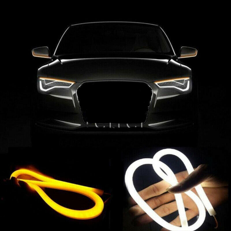 Pair Ultra Thin DRL Car Tube LED Strip Daytime Running Light Headlight UK e1