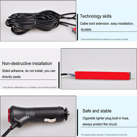 9LED Blue Car Interior Atmosphere Glow Neon String Strip Light Strip Decor Lamp