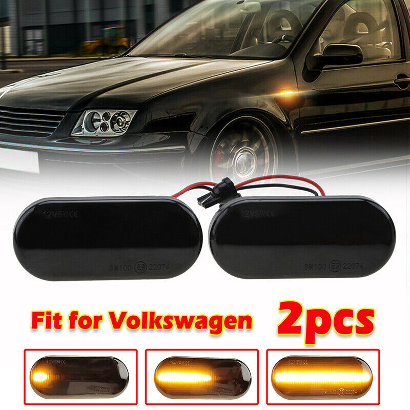 Pair LED Side Marker Signal Light Indicator Repeaters Dynamic Flowing For VW T5