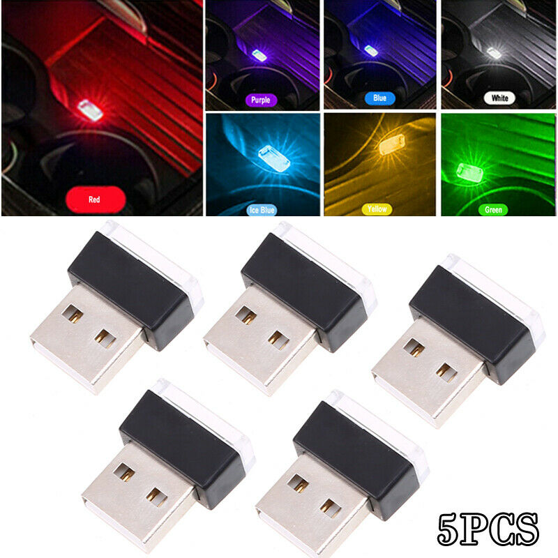 5pcs Mini USB LED Wireless Lamp Car Atmosphere Light Colorful Accessories