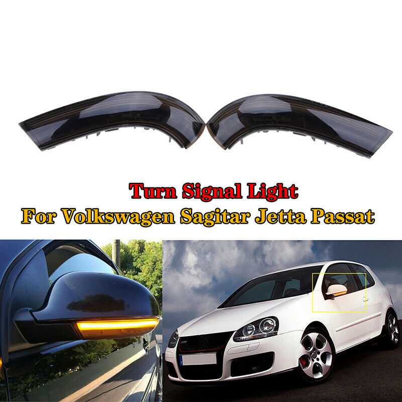 2X Dynamic LED Turn Signal Light Mirror Indicator Fit VW Golf 5 Jetta MK5 Passat