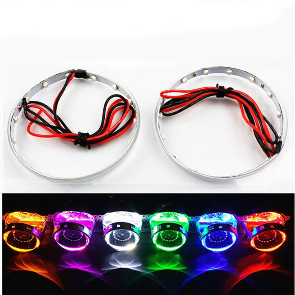 15LED Car Devil Eyes Demon Eye Light 3" Headlight Projector Halo Ring 7 Colours