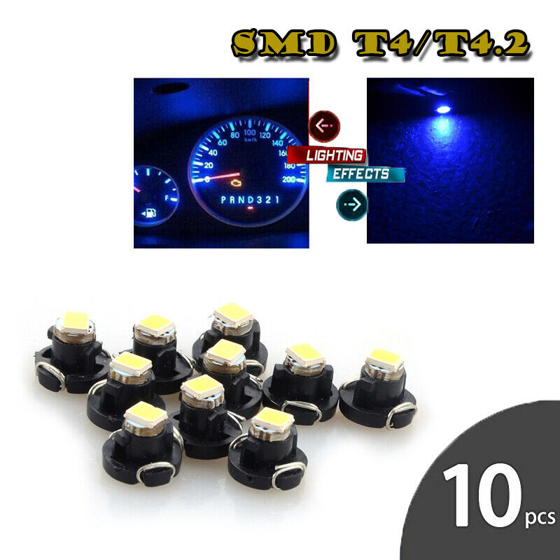 10Pcs 12V Blue T4.2 LED Wedge Car Instrument Dash Climate Base Lamp Light Bulbs
