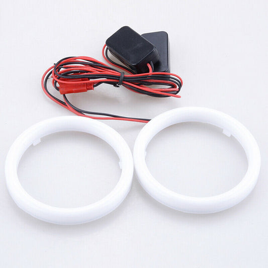 2PCS Car 90mm White COB LED Angel Eyes Halo Ring with Cover Fog light Universal