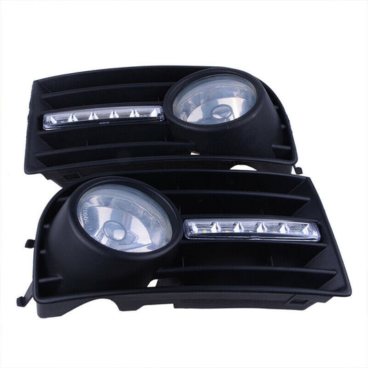 2Pcs Halo Ring Fog Light & Grille L&R Set Fit For VW Golf Mk5 Rabbit 2004-2009