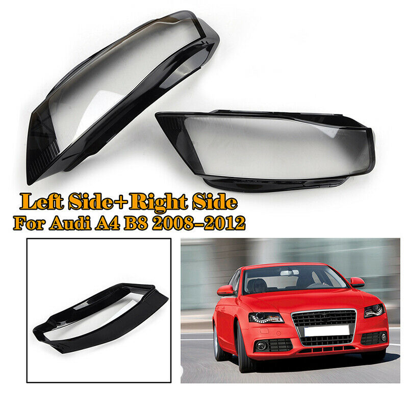 A Pair Cover Lens Clear Headlight Headlamp Side Fit For Audi A4 2009-2012 UK AE