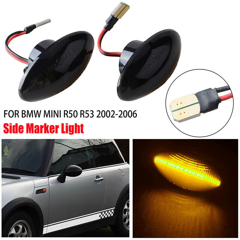 For Mini Cooper R50 R52 R53 2002-08 LED Side Marker Light Smoked Lens Amber 2PCS