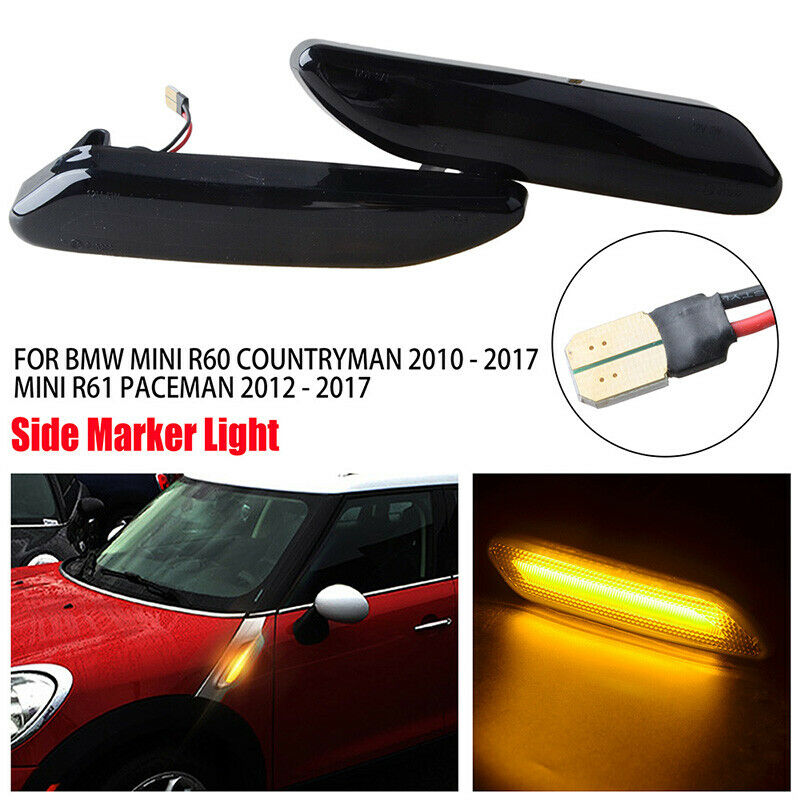 For 2012-2017 Mini Cooper R60 R61 Black Amber LED Turn Signal Side Marker Lights