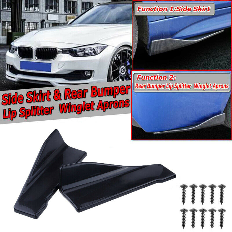 2Pcs Car Bumper Winglet Spoiler Rear Lip Side Skirt Extension Canard Diffuser UK