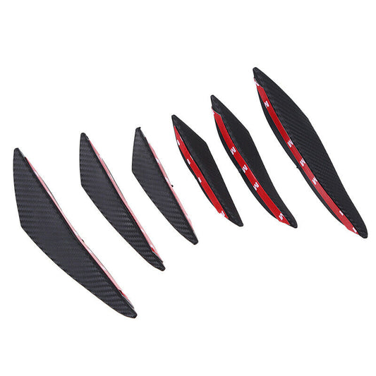 6Pcs/Set Carbon Car Front Bumper Lip Splitter Fins Body Spoiler Canards Fin Lip