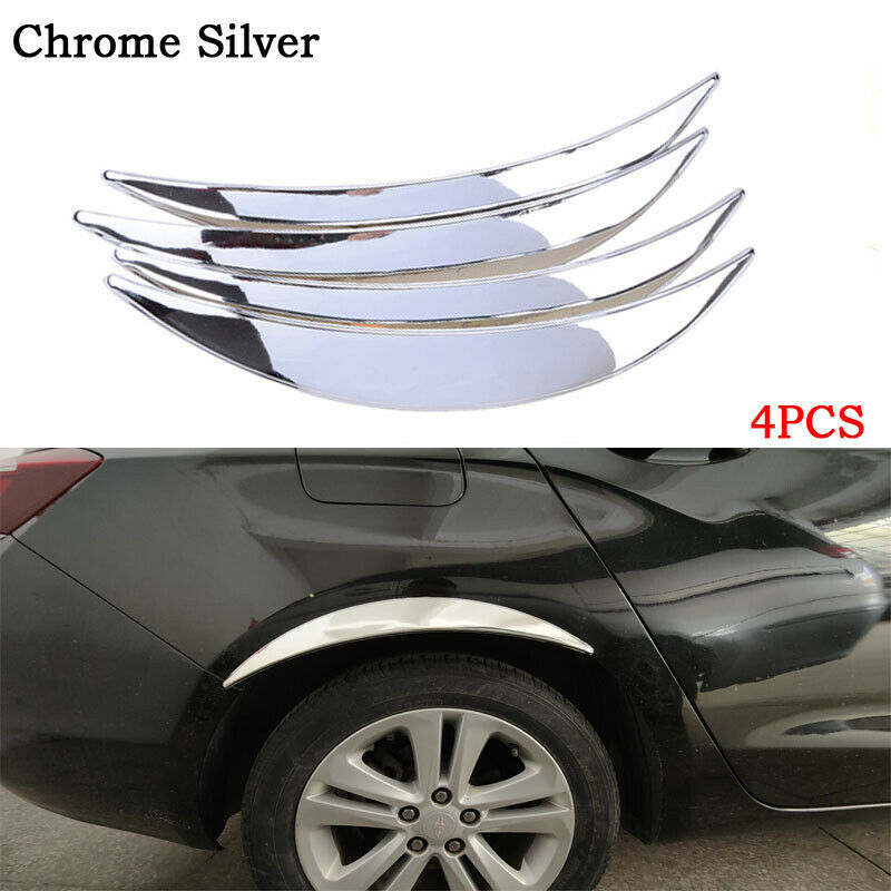 4xDIY Car Wide Body Wheel Arch Eyebrow Fender Flare Protector Chrome ABS UK