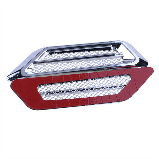 Chrome Silver Car Vehicle Air Flow Fender Side Vent Decor Stickers Accessory