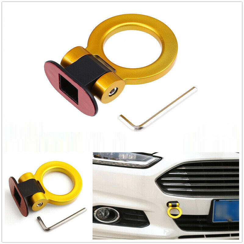 Yellow Universal Car Truck Ring Track Towing Racing Style Tow Hook Decor AH01