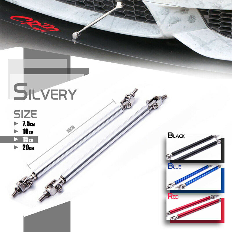20cm Silver Front Rear Bumper Lip Rod Splitter Support Bar Adjustable For Civic