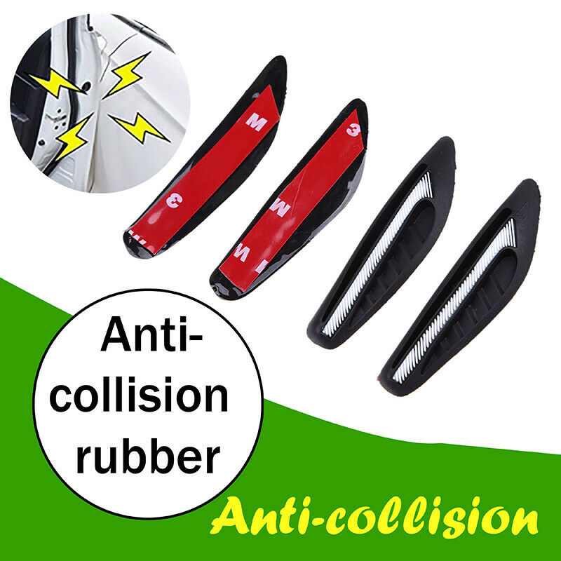 4x Black Car Bumper Protector Straps Guard Door Edge Anti-Scratch Strips part ah