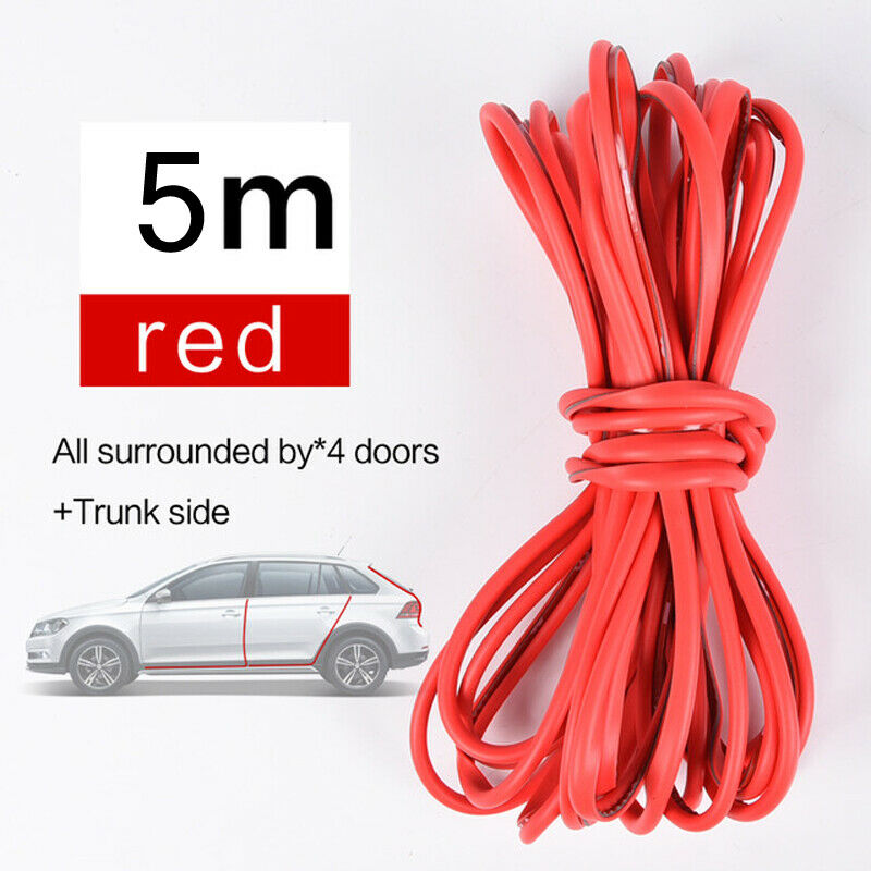 1*Red 5M Car Scratch Door Edge Bumper Guard Protector Molding Strip Rubber h21
