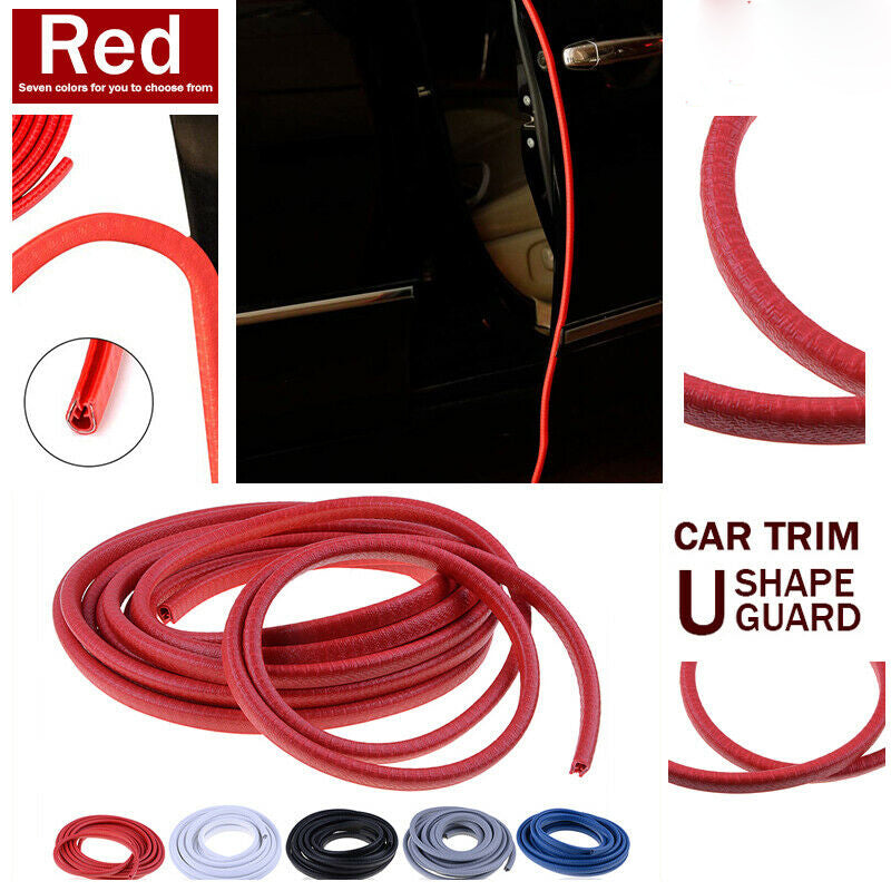 4.5M Car Door Boot Edge Protectors Trim U Shape Guard Seal Rubber Strip Red AT06